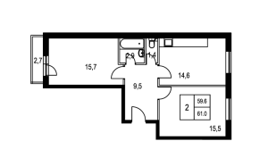 Планировка двухкомнатной квартиры в Олимп