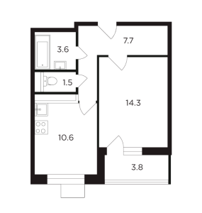 Планировка 1-комнатной квартиры в Михайлова, 31
