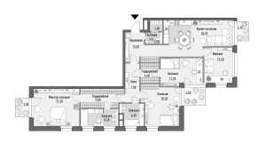 Планировка 4-комнатной квартиры в Ордынка 19 - тип 1