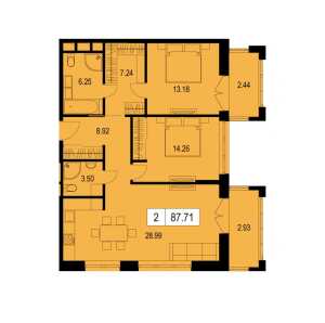 Планировка 2-комнатной квартиры в Дом Серебряный Бор