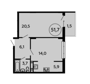 Планировка 2-комнатной квартиры в Скандинавия