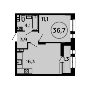 Планировка 1-комнатной квартиры в Скандинавия