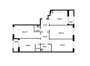 Планировка 4-комнатной квартиры в Нормандия - тип 1