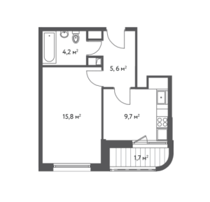 Планировка 1-комнатной квартиры в Счастье в Царицыно