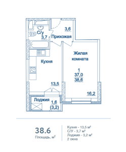 Планировка однокомнатной квартиры в Династия