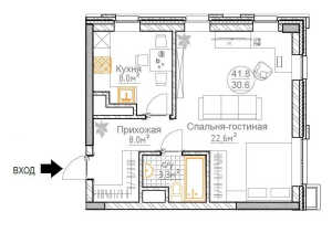 Планировка однокомнатной квартиры в Суханово Spa Deluxe