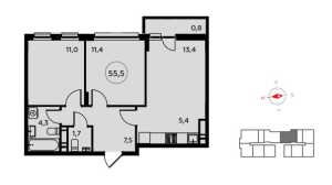 Планировка 3-комнатной квартиры в Белые ночи