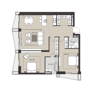 Планировка двухкомнатной квартиры в Ordynka