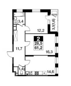 Планировка 2-комнатной квартиры в Скандинавский