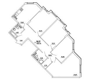 Планировка 4-комнатной квартиры в Грибовский лес - тип 1