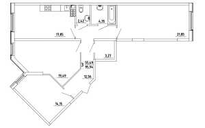 Планировка 3-комнатной квартиры в Грибовский лес