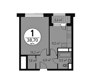 Планировка 1-комнатной квартиры в Счастье в Лианозово