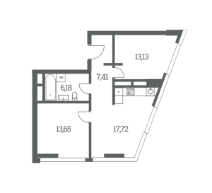 Планировка 2-комнатной квартиры в Headliner