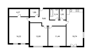 Планировка 3-комнатной квартиры в Парк Апрель