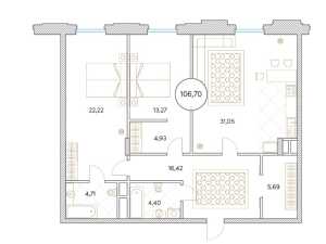 Планировка 2-комнатной квартиры в Софийский