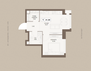 Планировка 1-комнатной квартиры в The Five