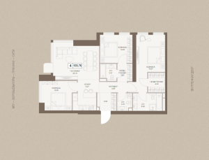 Планировка 4-комнатной квартиры в The Five - тип 1