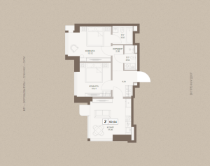 Планировка 2-комнатной квартиры в The Five