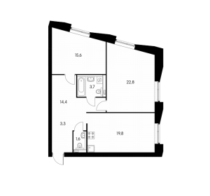Планировка 2-комнатной квартиры в Пресненский вал 21