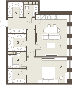Планировка однокомнатной квартиры в The Mostman