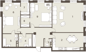 Планировка 3-комнатной квартиры в The Mostman