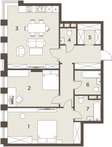 Планировка двухкомнатной квартиры в The Mostman