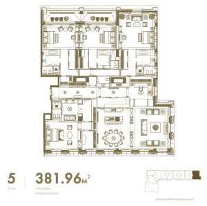 Планировка 4-комнатной квартиры в Резиденция 1864 - тип 1