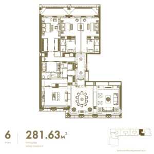 Планировка трехкомнатной квартиры в Резиденция 1864