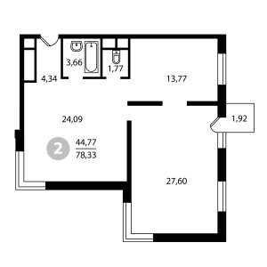 Планировка 2-комнатной квартиры в Концепт House