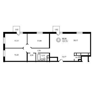 Планировка 4-комнатной квартиры в Концепт House - тип 1