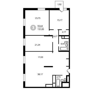 Планировка 3-комнатной квартиры в Концепт House