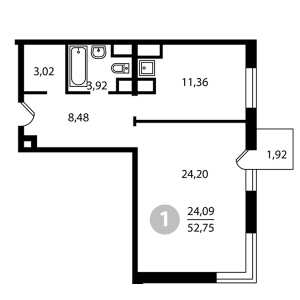 Планировка 1-комнатной квартиры в Концепт House