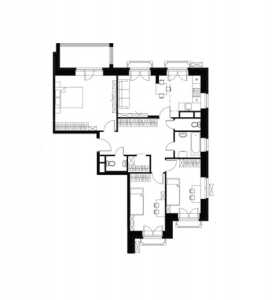 Планировка 4-комнатной квартиры в Лесобережный - тип 1