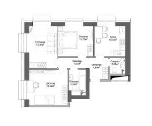 Планировка 3-комнатной квартиры в Селигер Сити