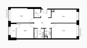 Планировка 3-комнатной квартиры в Западный порт