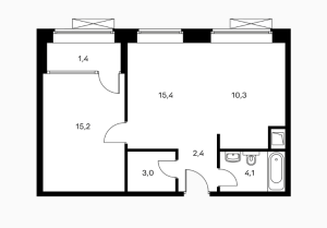 Планировка 2-комнатной квартиры в Западный порт