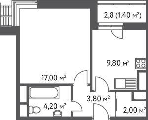 Планировка 1-комнатной квартиры в Счастье на Дмитровке