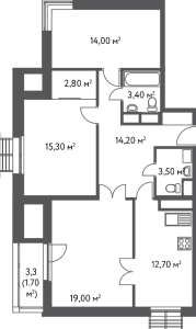 Планировка 3-комнатной квартиры в Счастье на Дмитровке