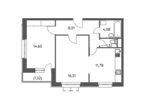 Планировка 2-комнатной квартиры в Счастье на Волгоградке