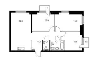 Планировка 3-комнатной квартиры в Митино парк
