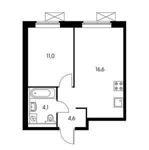 Планировка 1-комнатной квартиры в Измайловский лес