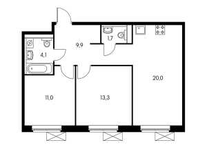 Планировка 2-комнатной квартиры в Измайловский лес
