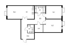 Планировка 3-комнатной квартиры в Измайловский лес