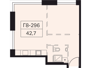 Планировка 1-комнатной квартиры в Level Амурская