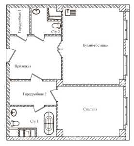 Планировка 2-комнатной квартиры в Резиденции Замоскворечье