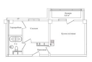 Планировка 1-комнатной квартиры в Резиденции Замоскворечье