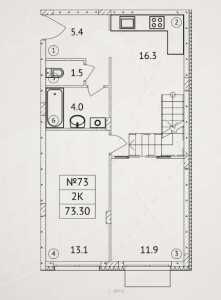 Планировка 3-комнатной квартиры в Дабл