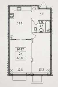 Планировка 2-комнатной квартиры в Дабл