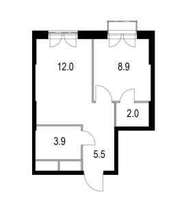 Планировка 1-комнатной квартиры в Дом 128