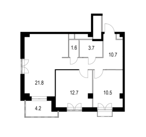 Планировка 2-комнатной квартиры в Дом 128
